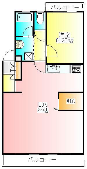 エクセルコート(1LDK/4階)の間取り写真