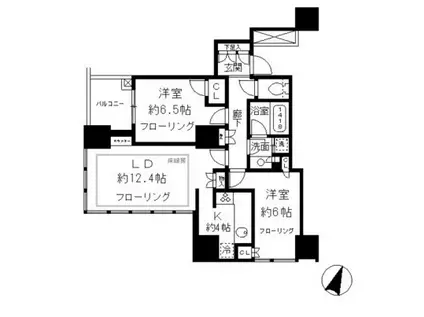大崎 ウエストシティタワーズ イースト(2LDK/11階)の間取り写真