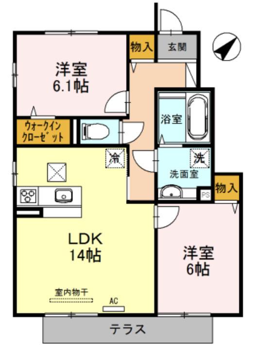 CASA・CALIENTE(2LDK/1階)の間取り写真
