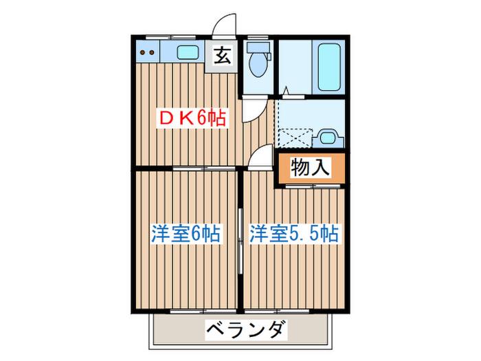フォートレス富吉台(2DK/2階)の間取り写真