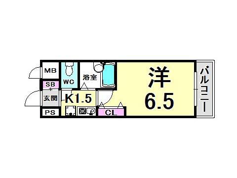 エスリード三宮フラワーロード(1K/12階)の間取り写真