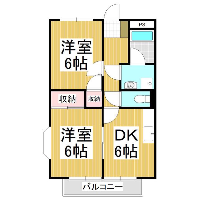 モンターニュ横山(2DK/2階)の間取り写真
