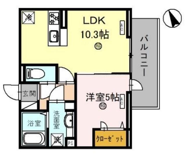 DS駅南大路(1LDK/2階)の間取り写真
