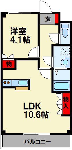 ボーベルメゾン(1LDK/2階)の間取り写真