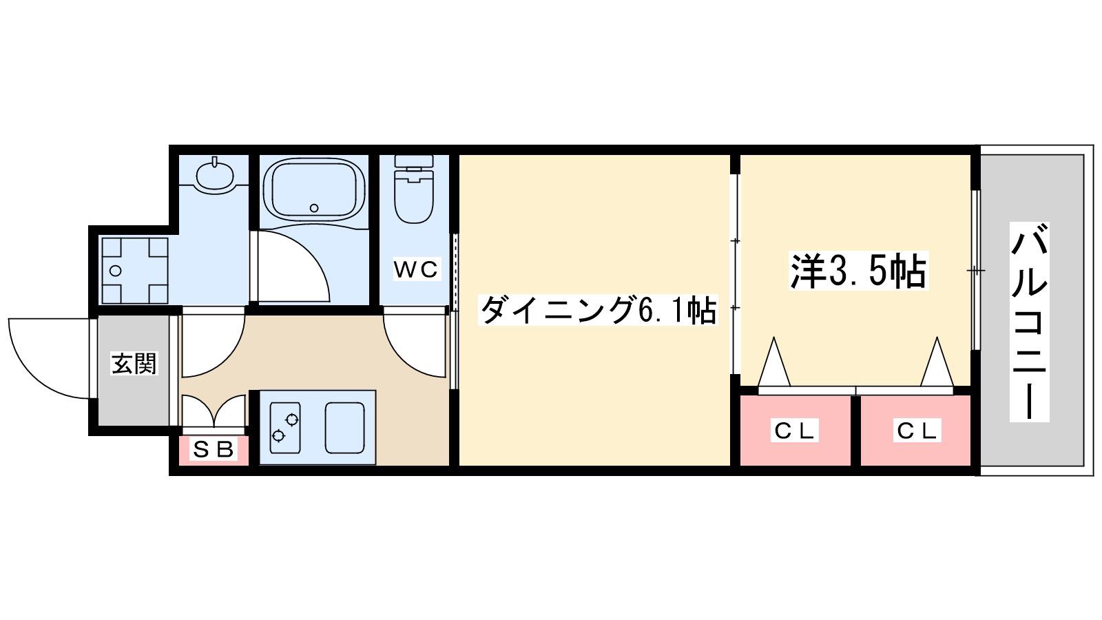 ファステート大阪マジョリティ(1DK/4階)の間取り写真