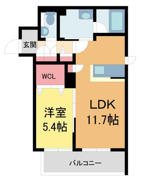GRANDE御影中町(1LDK/2階)の間取り写真