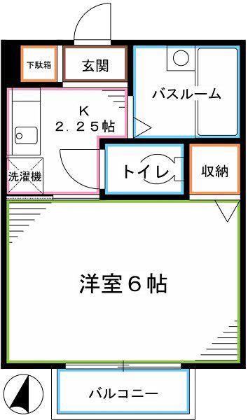 エスポアール(1K/1階)の間取り写真