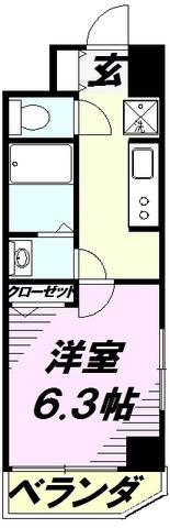 セントランド所沢(1K/2階)の間取り写真