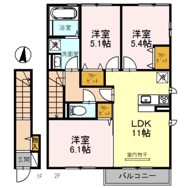 グロリア(3LDK/2階)の間取り写真