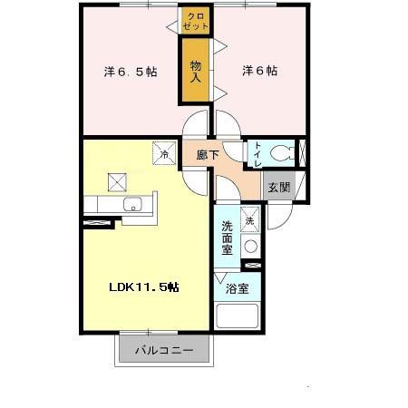 グランディール(2LDK/1階)の間取り写真