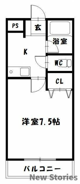 クリスタルハイツI(1K/3階)の間取り写真