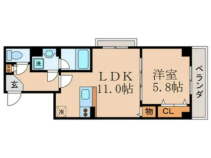 コンフォーレ栗栖野(1LDK/2階)の間取り写真