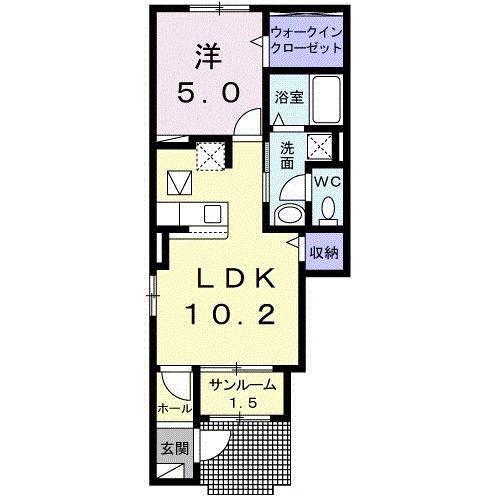 ルーエンハイム VI(1LDK/1階)の間取り写真