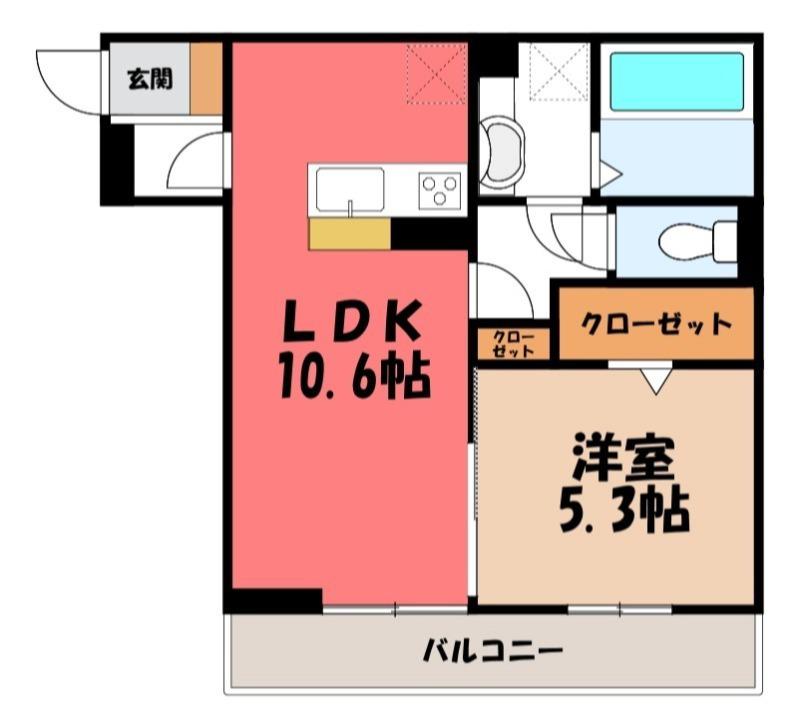ラクーア(1LDK/2階)の間取り写真