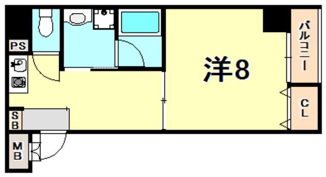 プレサンス神戸メリケンパーク前(1DK/2階)の間取り写真