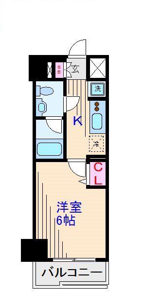 スパシエ ソリデ 武蔵小杉(1K/2階)の間取り写真