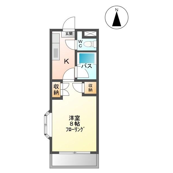 ドミール緑が丘(1K/3階)の間取り写真