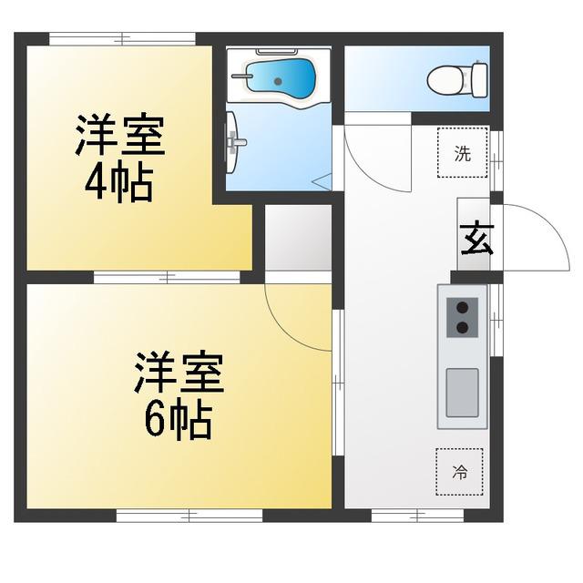 黒部荘A(2K/2階)の間取り写真
