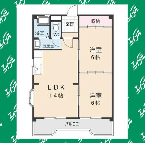 マンション イトキ(2LDK/1階)の間取り写真