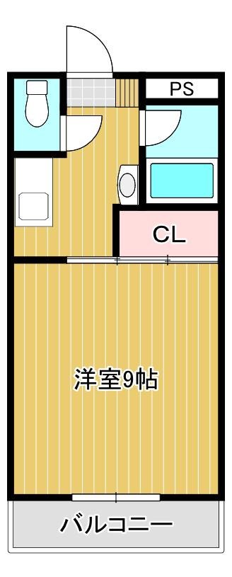 ビクトリーハイツ新港(1K/2階)の間取り写真