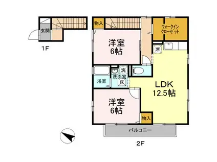 ウィルコート上東雲 A棟(2LDK/2階)の間取り写真