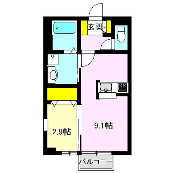 レクシオン(1SK/1階)の間取り写真
