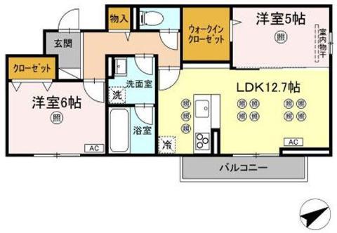 VIEORNER(2LDK/2階)の間取り写真