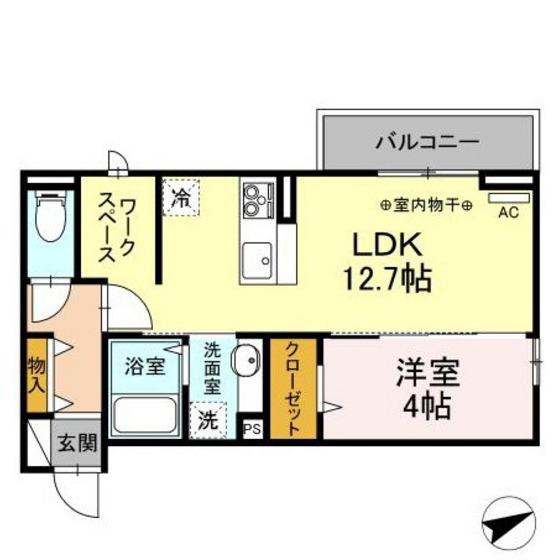 D-ROOM住吉 B(1LDK/2階)の間取り写真