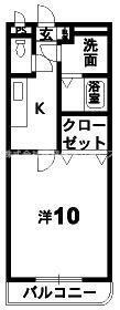 ウエストハイツ(1K/1階)の間取り写真