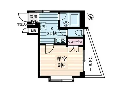 ハイツヤスハラ(1K/3階)の間取り写真