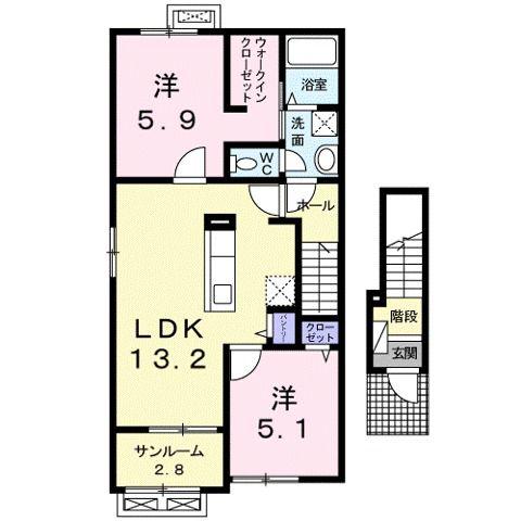 RUHEZ(2LDK/2階)の間取り写真
