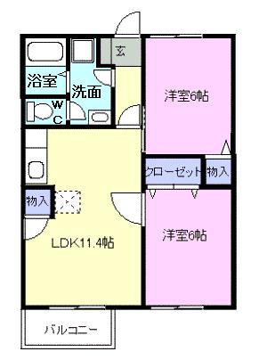 エルデムZEN A棟(2LDK/2階)の間取り写真