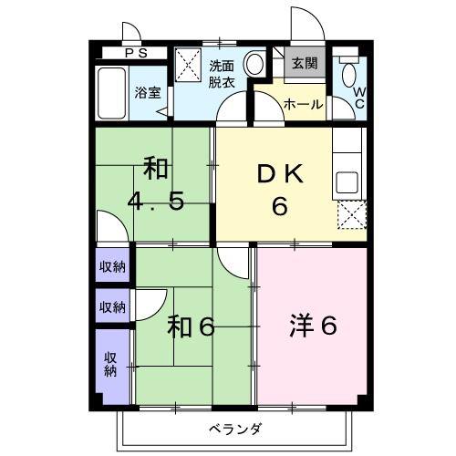 エクセルK(3DK/2階)の間取り写真