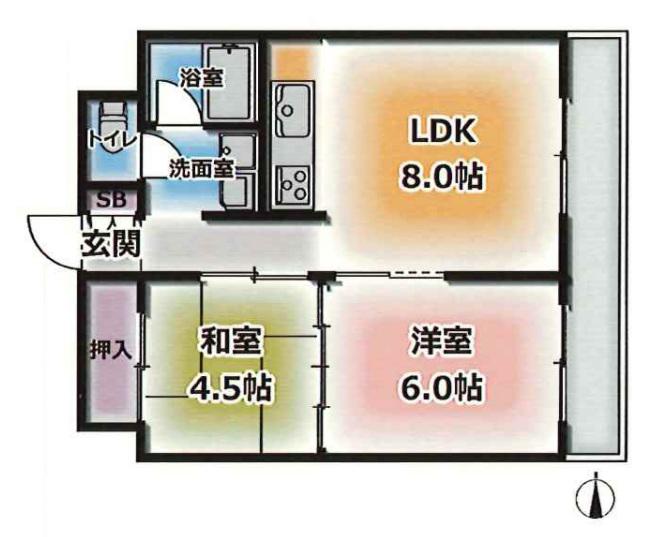 フェニックスハイツ山手(2LDK/4階)の間取り写真