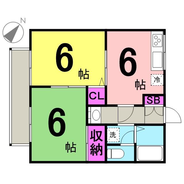 ロイヤルパレス(2DK/1階)の間取り写真