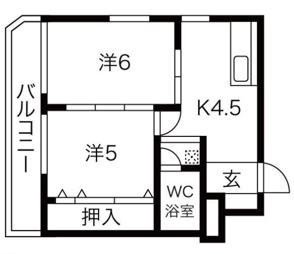 サンビラ大手前(2DK/5階)の間取り写真