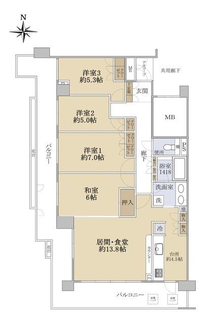 ステイツ北千里セントステージ(4LDK/2階)の間取り写真