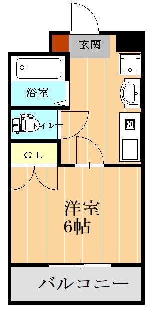 カーサ平成(1K/2階)の間取り写真