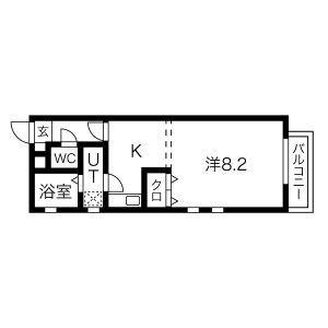 シングル(1K/2階)の間取り写真