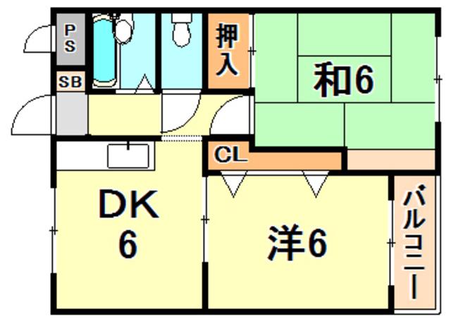 セオ・コート高丸(2DK/5階)の間取り写真
