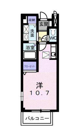エスポワール土居B(ワンルーム/1階)の間取り写真
