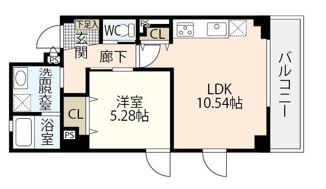 アドバンスM(1LDK/5階)の間取り写真