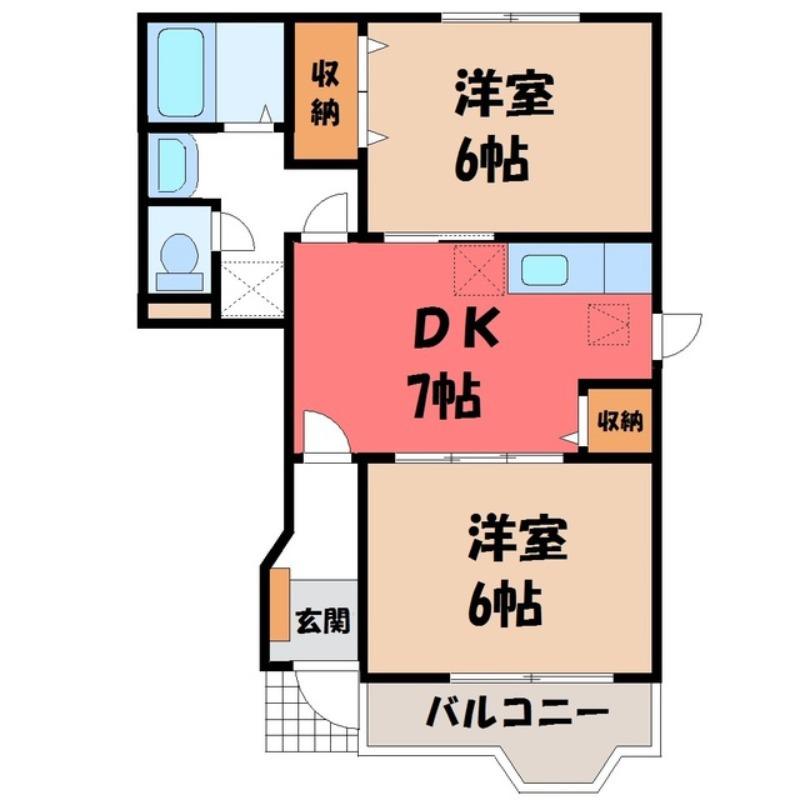 エトランゼI(2DK/1階)の間取り写真
