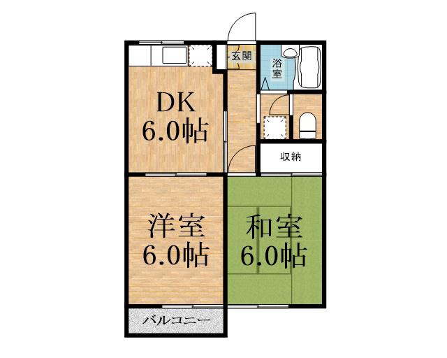 プレザントハイツ(2DK/2階)の間取り写真