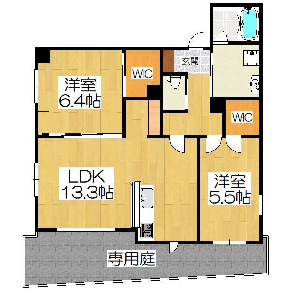 シャーメゾン聖(2LDK/1階)の間取り写真