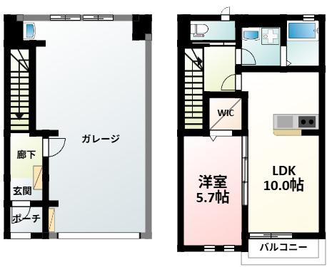 エスパース橋(1LDK/1階)の間取り写真