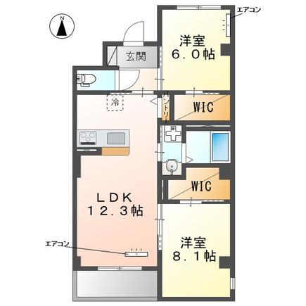 流山市駒木マンション(2LDK/2階)の間取り写真