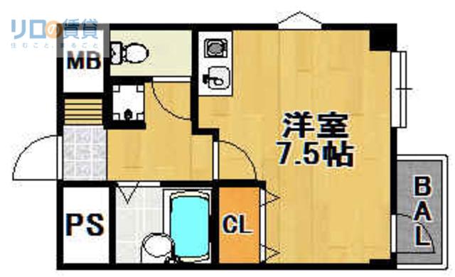 モンレーブ(ワンルーム/2階)の間取り写真
