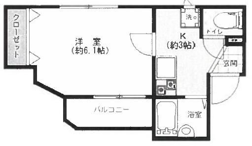 BH HILLS 上大岡(1K/1階)の間取り写真