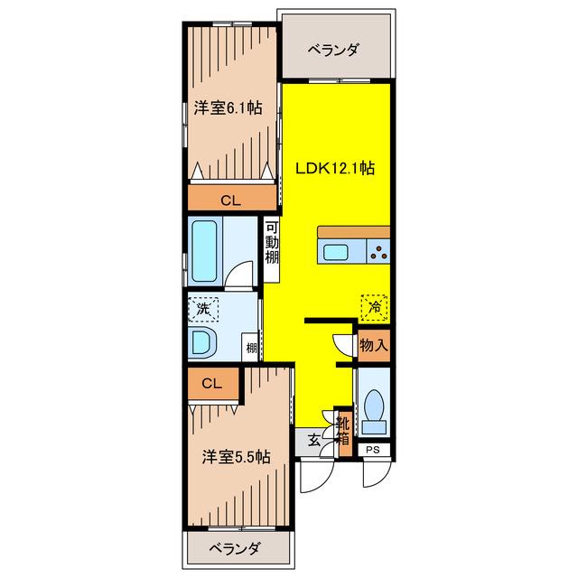 セレーノHOUSE(2LDK/3階)の間取り写真